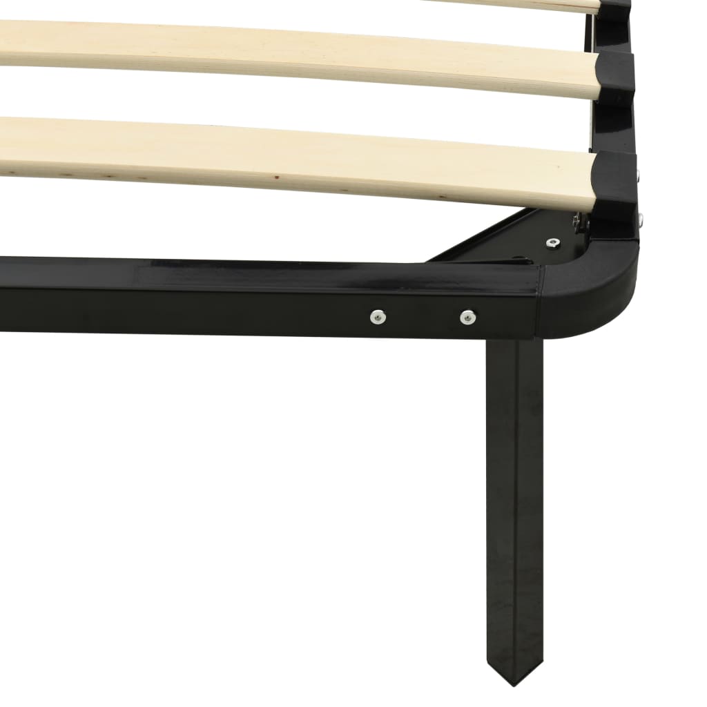 Bed Frame | Black | Metal, poplar wood | 100 x 200 cm | Durable