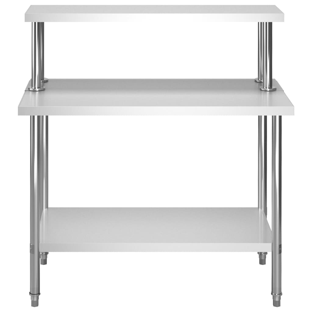 Kitchen Work Table with Overshelf 120x60x120 cm Stainless Steel