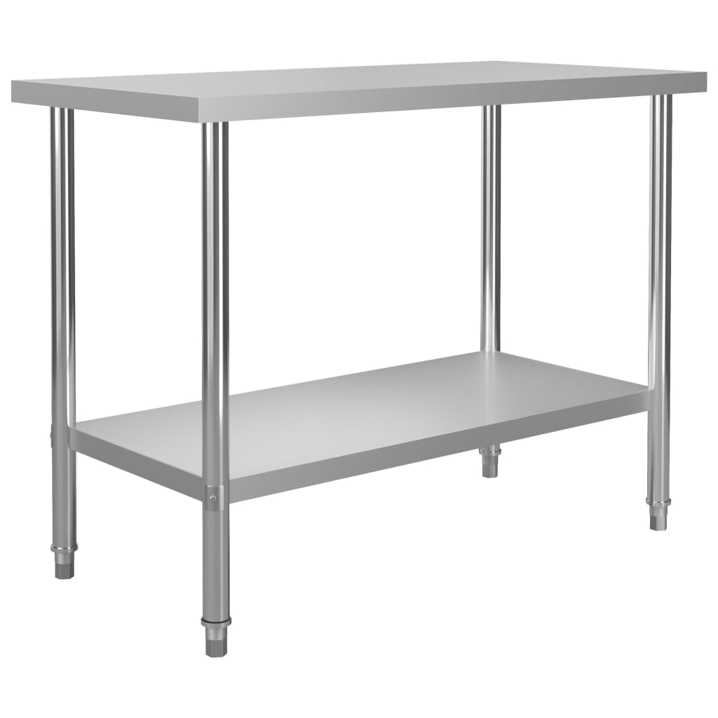 Kitchen Work Table with Overshelf 120x60x120 cm Stainless Steel