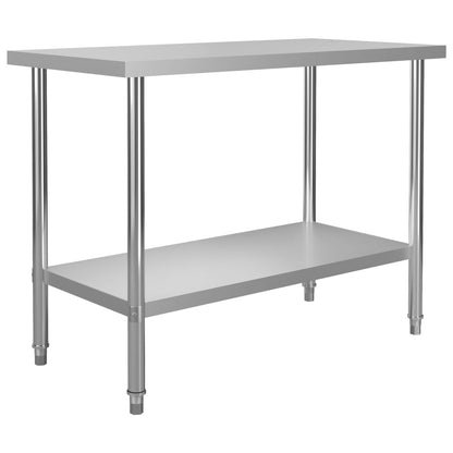 Kitchen Work Table with Overshelf 120x60x120 cm Stainless Steel