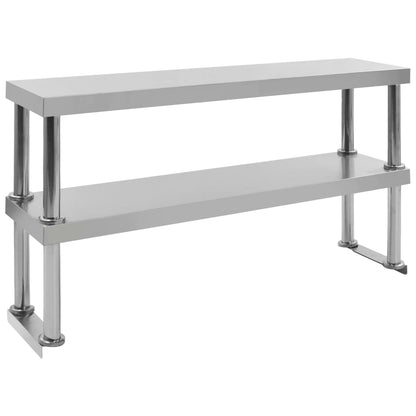 Kitchen Work Table with Overshelf 120x60x150 cm Stainless Steel