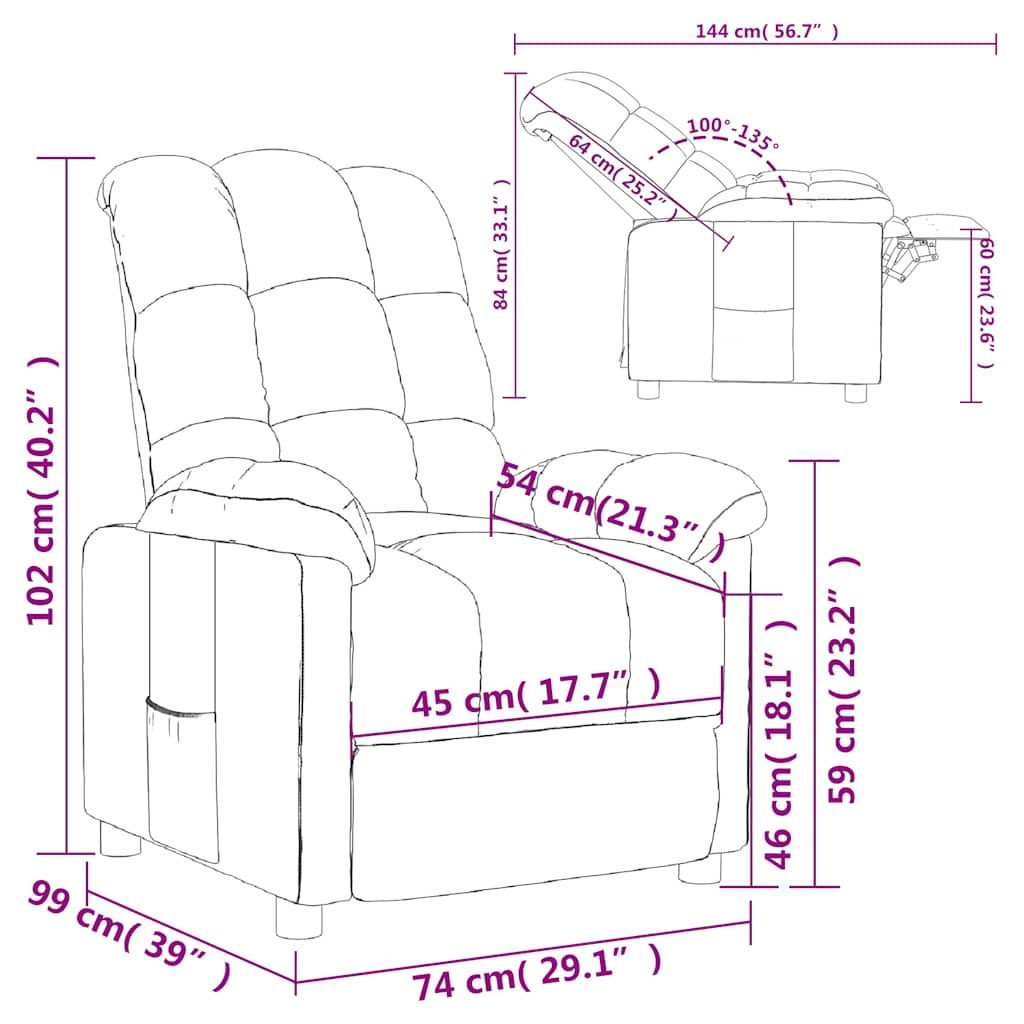 Recliner Dark Gray Fabric