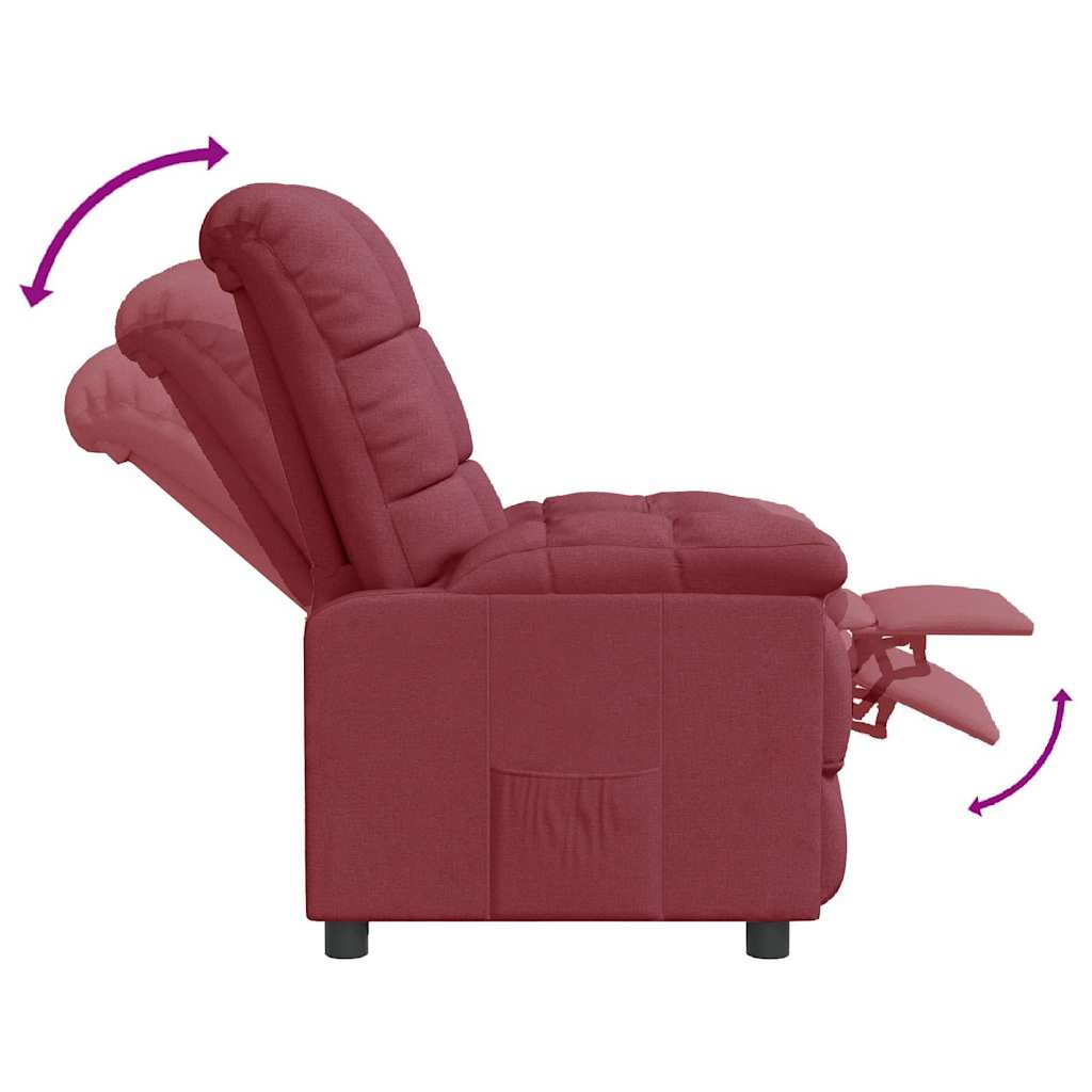 Recliner Chair Wine Red Fabric