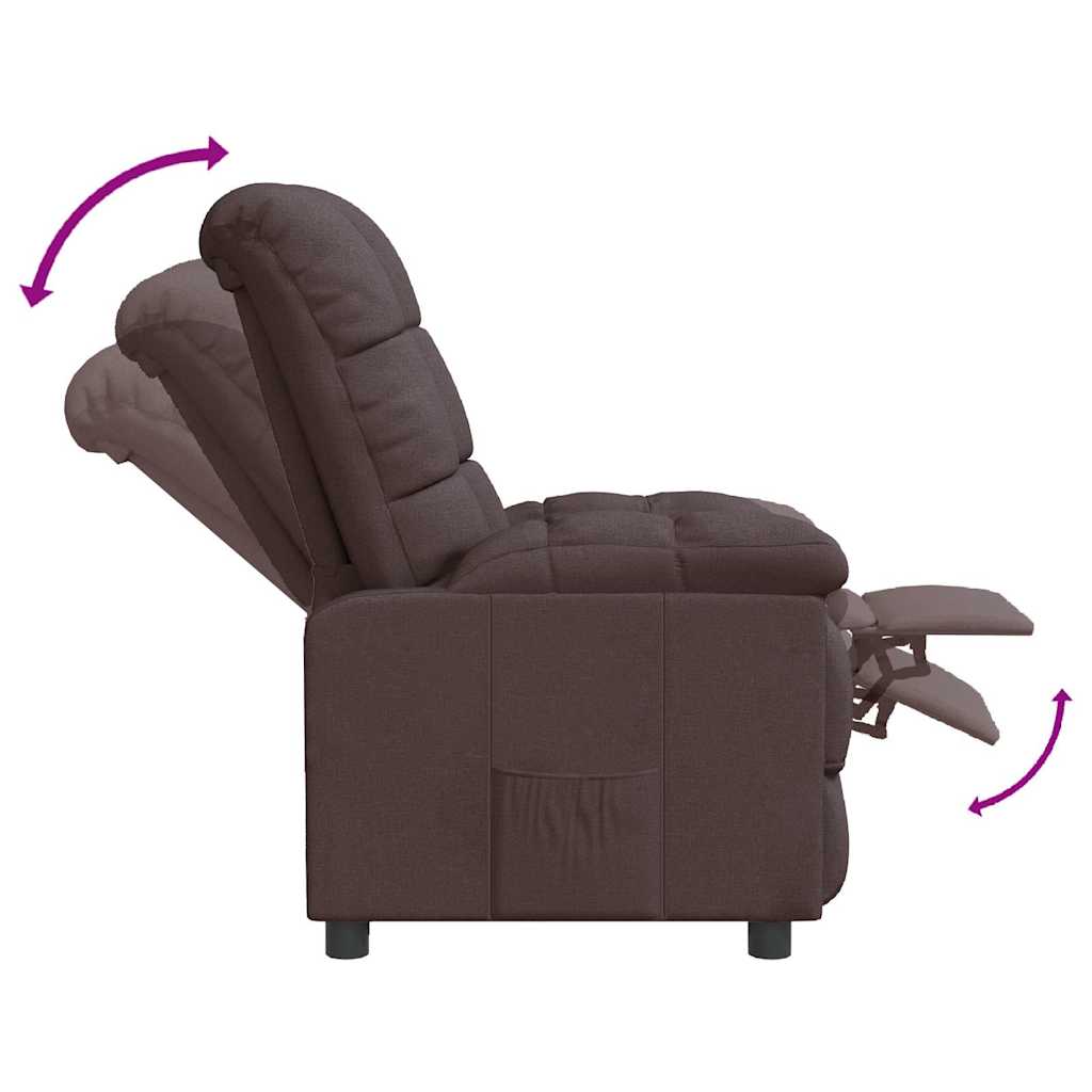 Recliner Chair Dark Brown Fabric