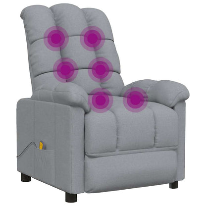 Massage Recliner Light Gray Fabric