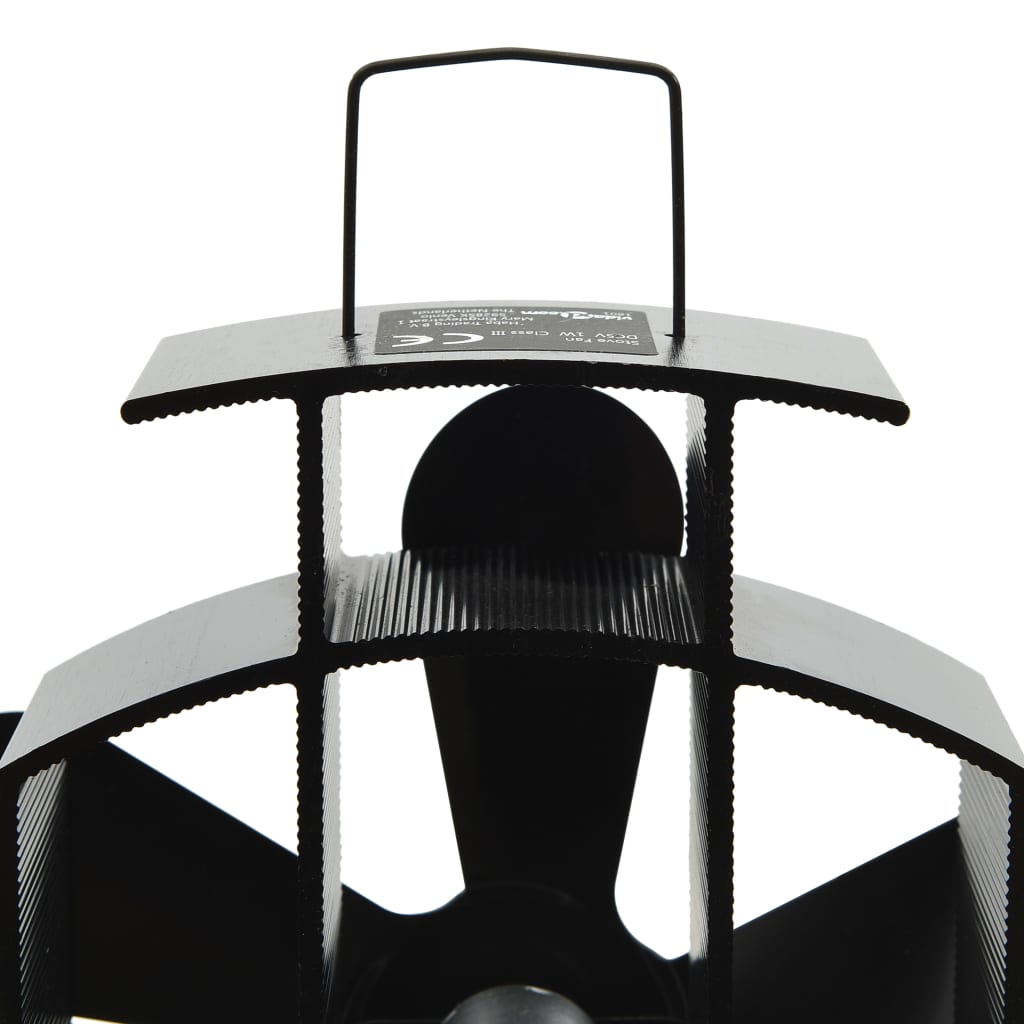 Heat Powered Stove Fan 5 Blades Black