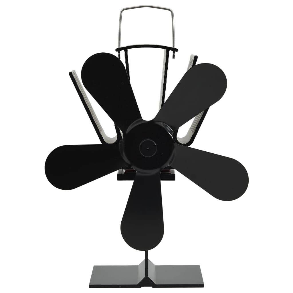 Heat Powered Stove Fan 5 Blades Black