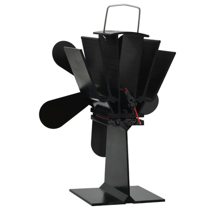Heat Powered Stove Fan 5 Blades Black