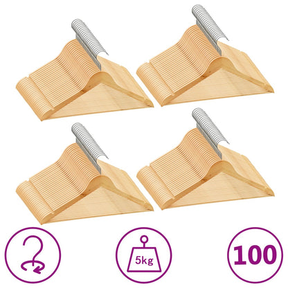 Hanger Set of 100 Light brown Hardwood, metal Standard