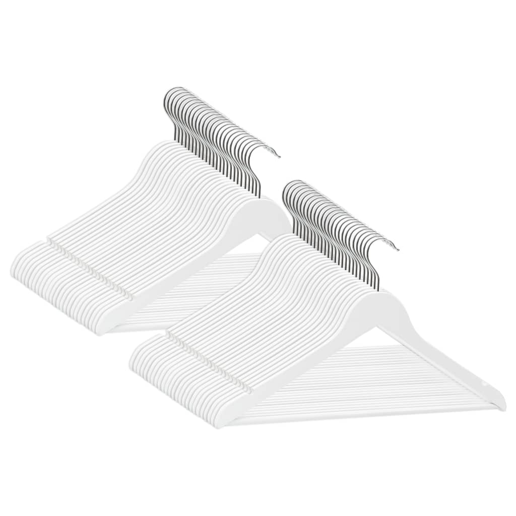 50 pcs Clothes Hanger Set Non-slip White Hardwood