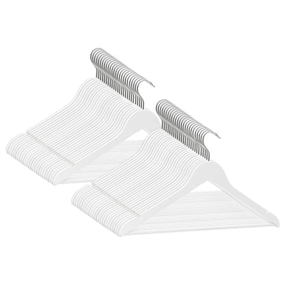 50 pcs Clothes Hanger Set Non-slip White Hardwood