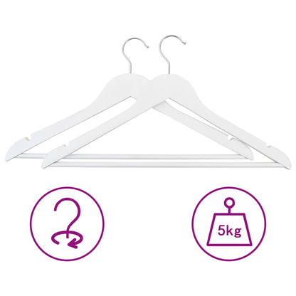 50 pcs Clothes Hanger Set Non-slip White Hardwood