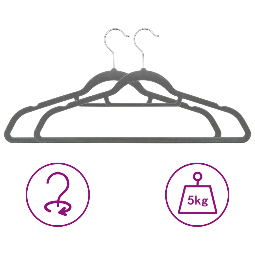 Hanger Set of 100 Grey ABC plastic, zinc alloy, velvet Standard