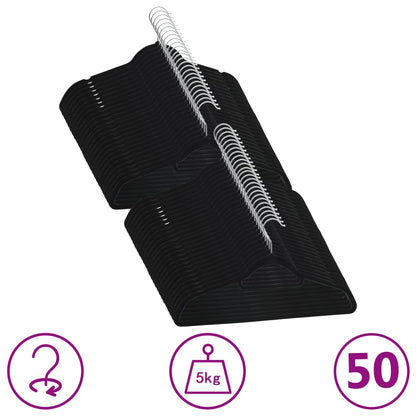 Hanger Set of 50 Black ABC plastic, zinc alloy, velvet Standard