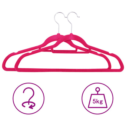 50 pcs Clothes Hanger Set Anti-slip Pink Velvet