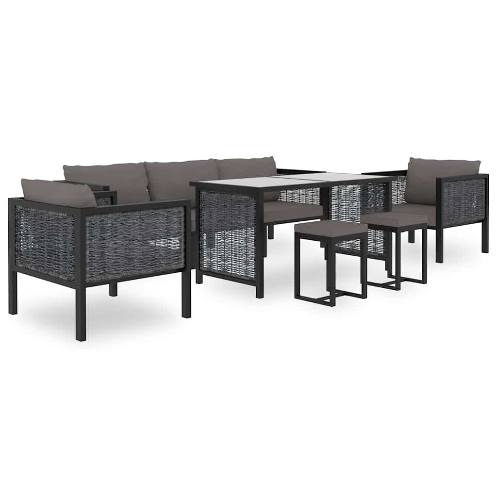Sectional Corner Sofa with Left Armrest Poly Rattan Anthracite