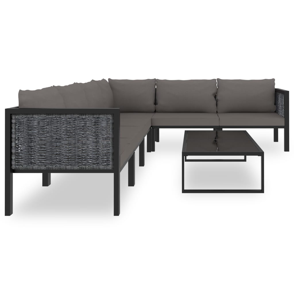 7 Piece Patio Lounge Set with Cushions Poly Rattan Anthracite