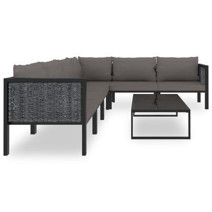 7 Piece Patio Lounge Set with Cushions Poly Rattan Anthracite