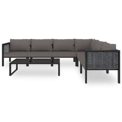 7 Piece Patio Lounge Set with Cushions Poly Rattan Anthracite