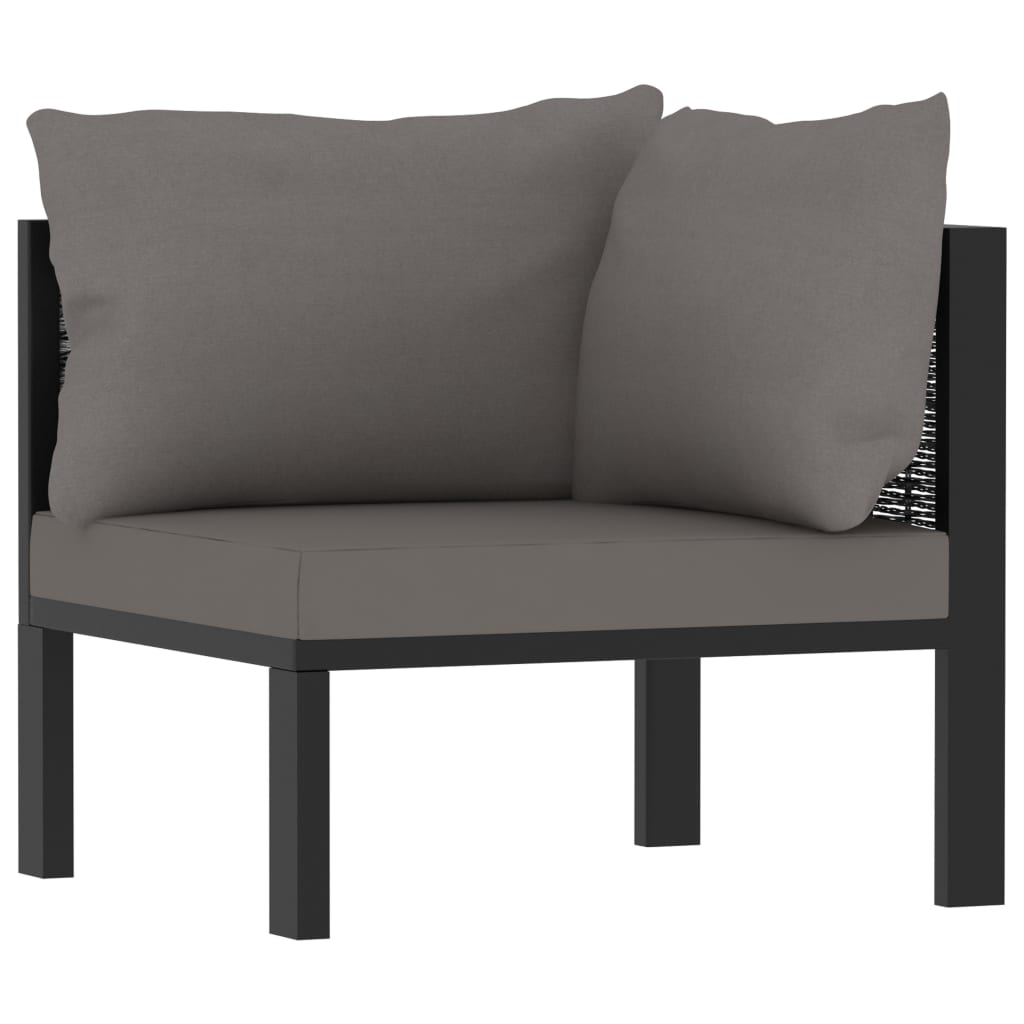 7 Piece Patio Lounge Set with Cushions Poly Rattan Anthracite