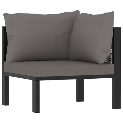 7 Piece Patio Lounge Set with Cushions Poly Rattan Anthracite
