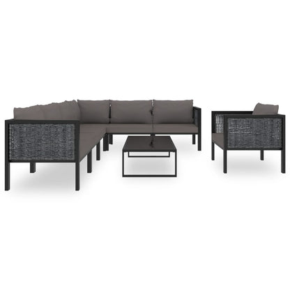 8 Piece Patio Lounge Set with Cushions Poly Rattan Anthracite