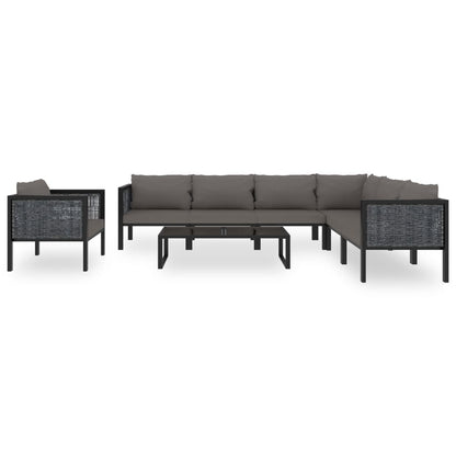 8 Piece Patio Lounge Set with Cushions Poly Rattan Anthracite