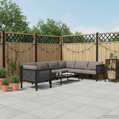 8 Piece Patio Lounge Set with Cushions Poly Rattan Anthracite