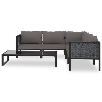 6 Piece Patio Lounge Set with Cushions Poly Rattan Anthracite