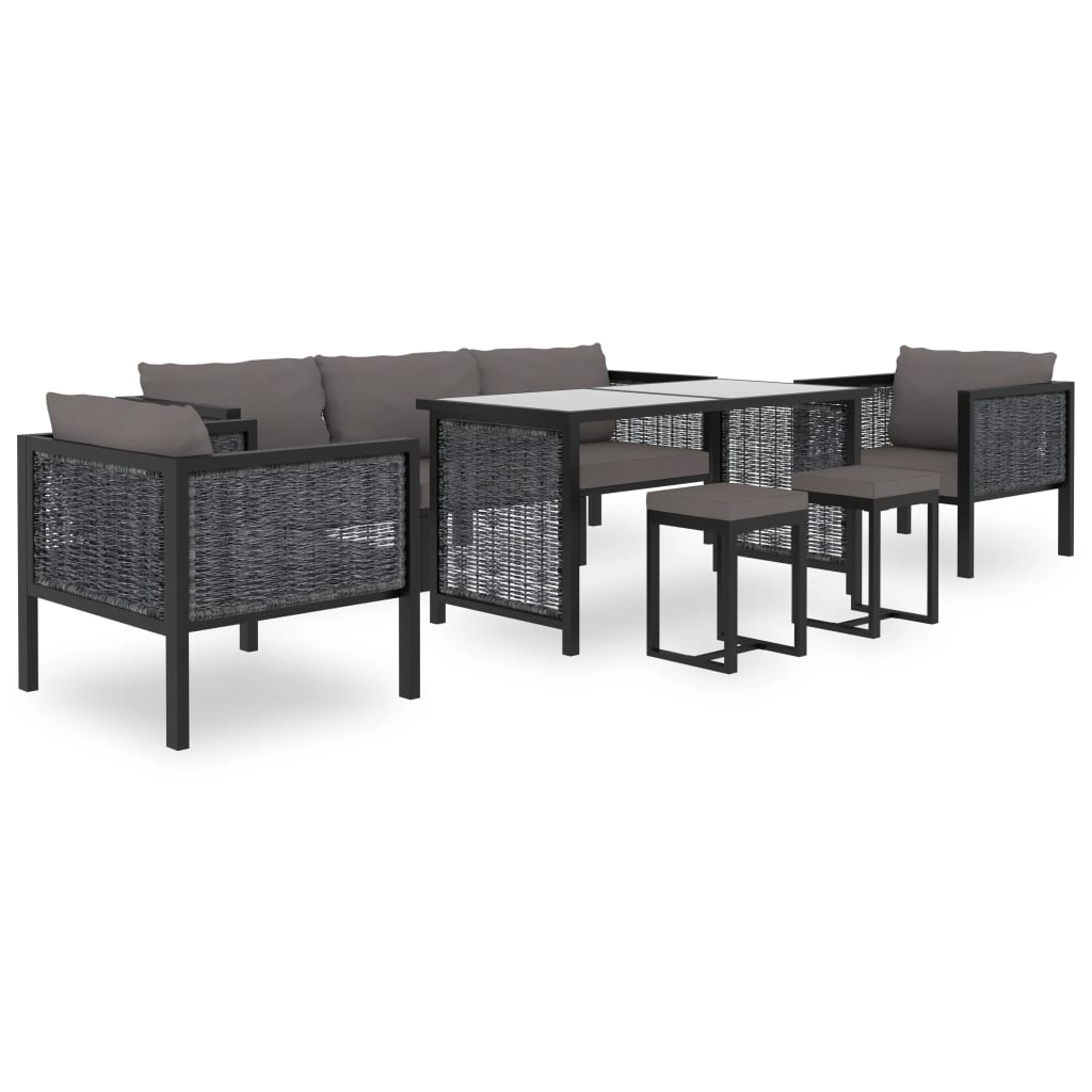 Sectional Corner Sofa with Right Armrest Poly Rattan Anthracite
