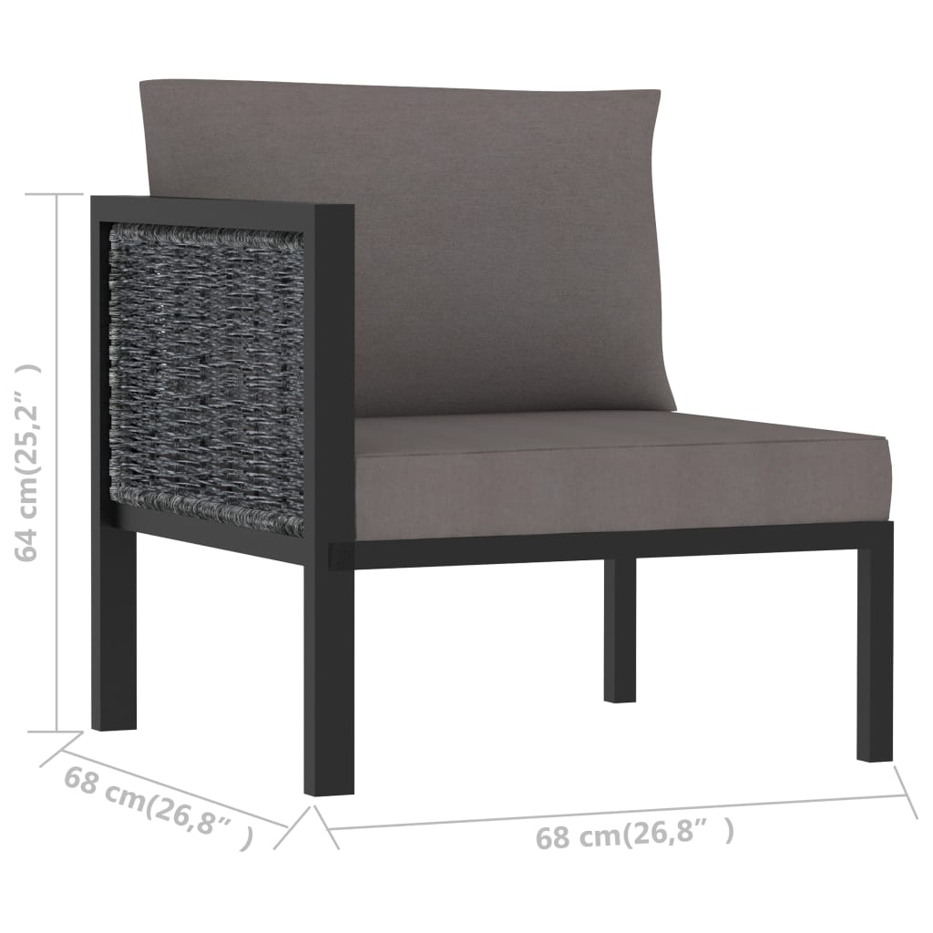 Sectional Corner Sofa with Right Armrest Poly Rattan Anthracite
