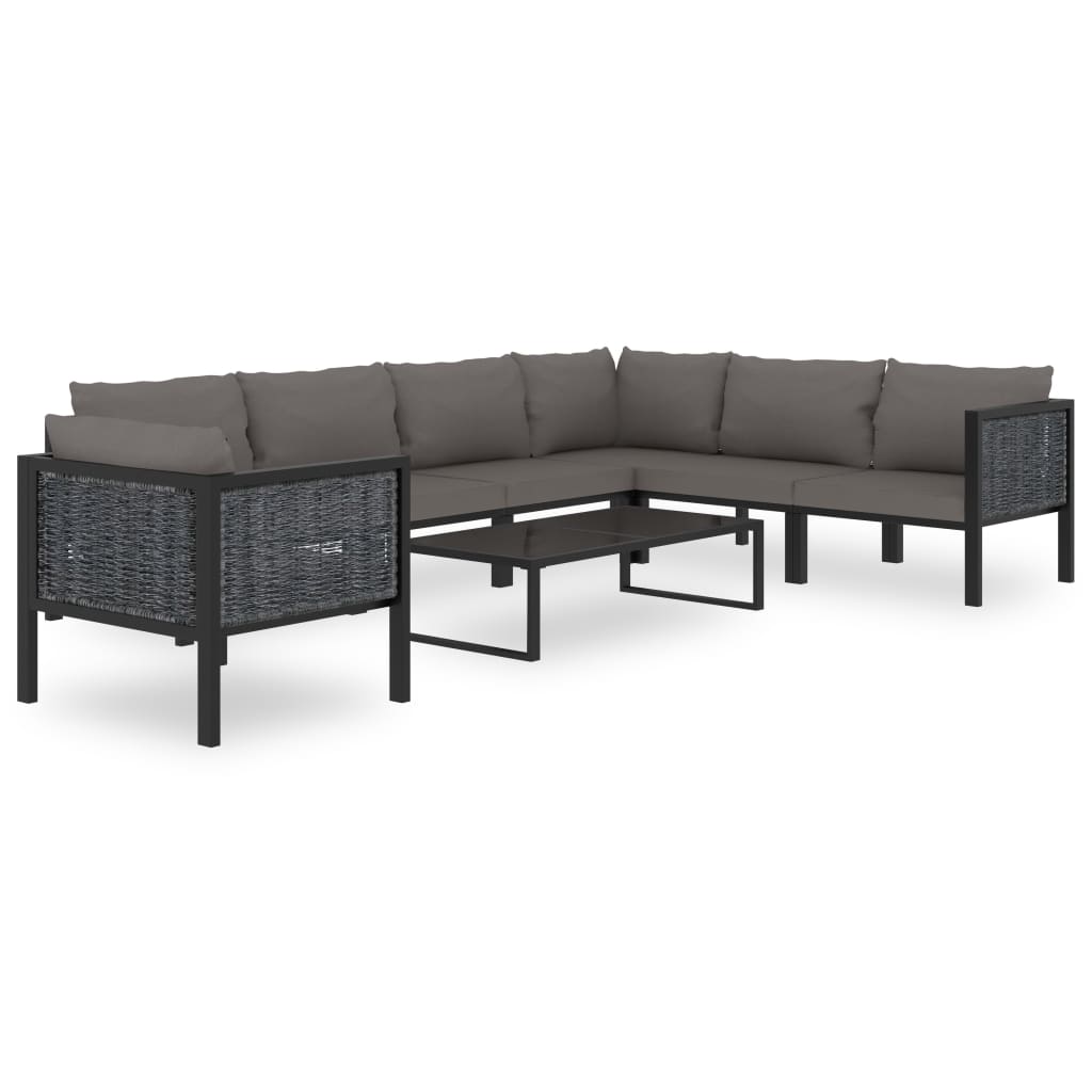 Sectional Corner Sofa with Right Armrest Poly Rattan Anthracite