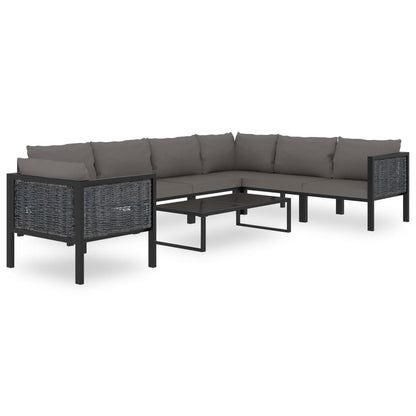 Sectional Corner Sofa with Right Armrest Poly Rattan Anthracite
