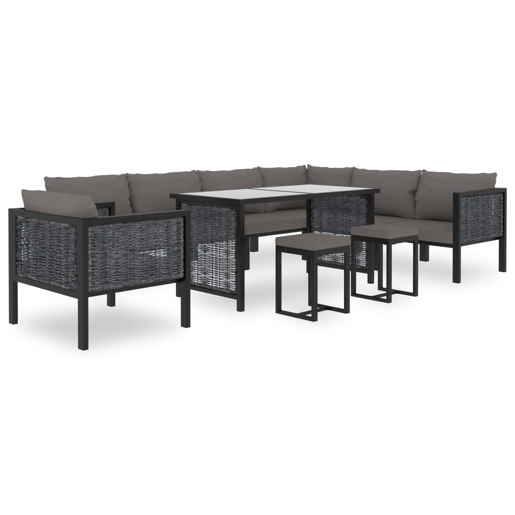 Sectional Corner Sofa with Right Armrest Poly Rattan Anthracite