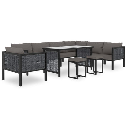 Sectional Corner Sofa with Right Armrest Poly Rattan Anthracite