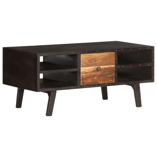 Coffee Table | Black and brown | Solid reclaimed wood, MDF | 100x50x45 cm