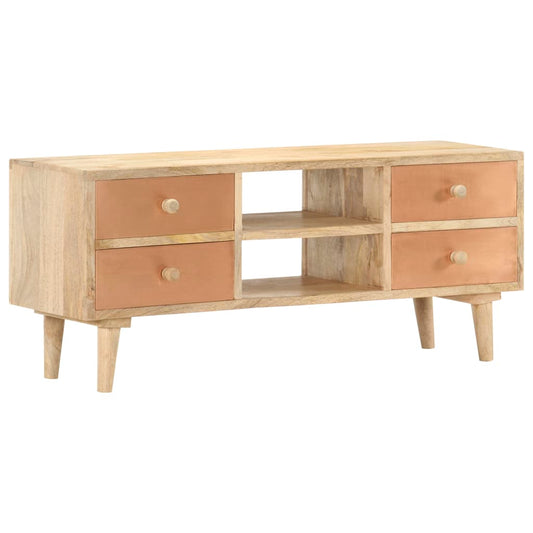 TV Cabinet | Natural wood with copper accents | Solid Mango Wood | Medium