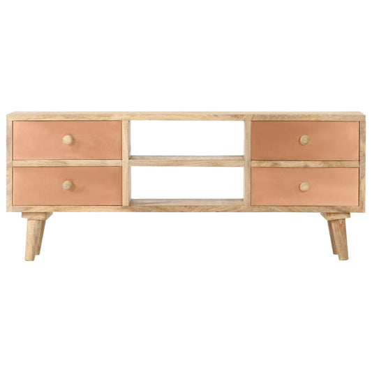 TV Cabinet | Natural wood with copper accents | Solid Mango Wood | Medium