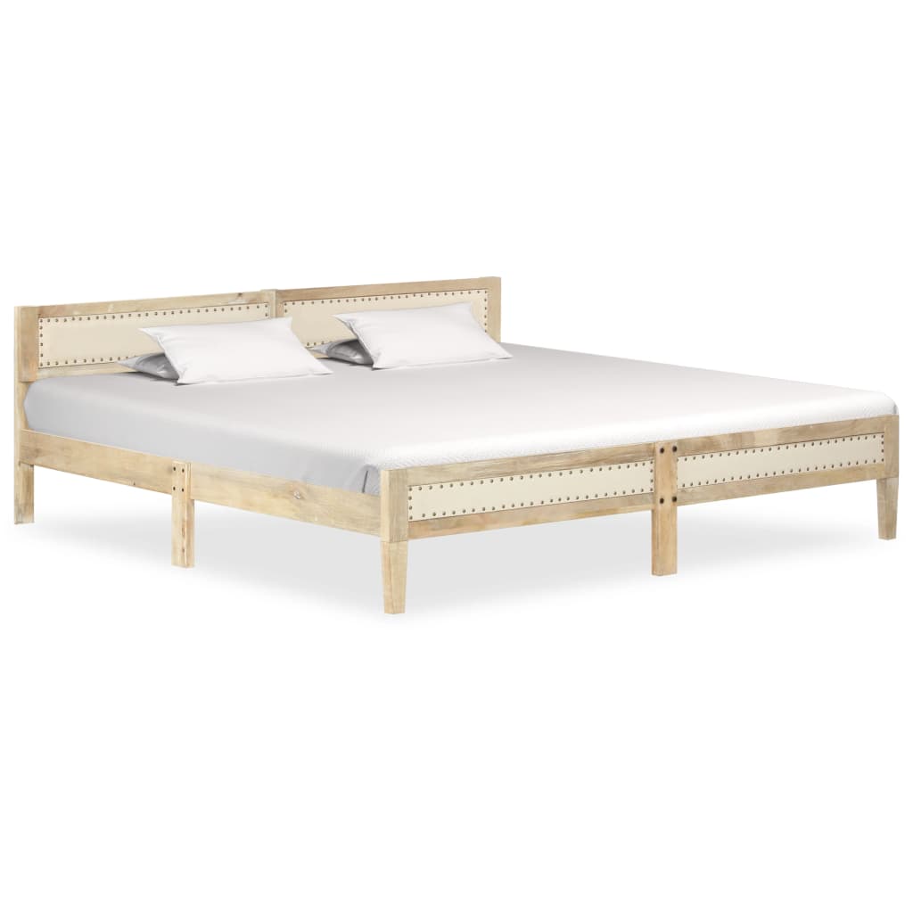 Bed Frame | Natural wood | Solid mango wood, cotton | Double | Hardwood