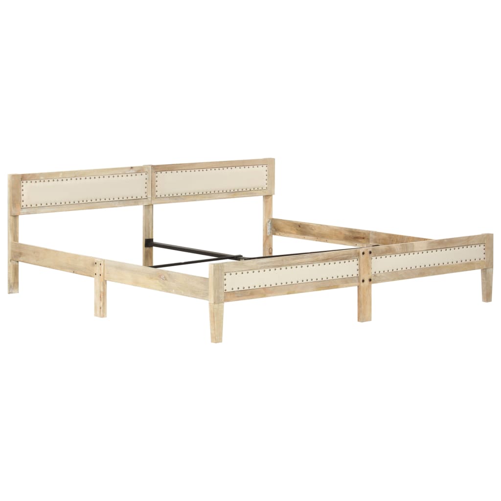 Bed Frame | Natural wood | Solid mango wood, cotton | Double | Hardwood