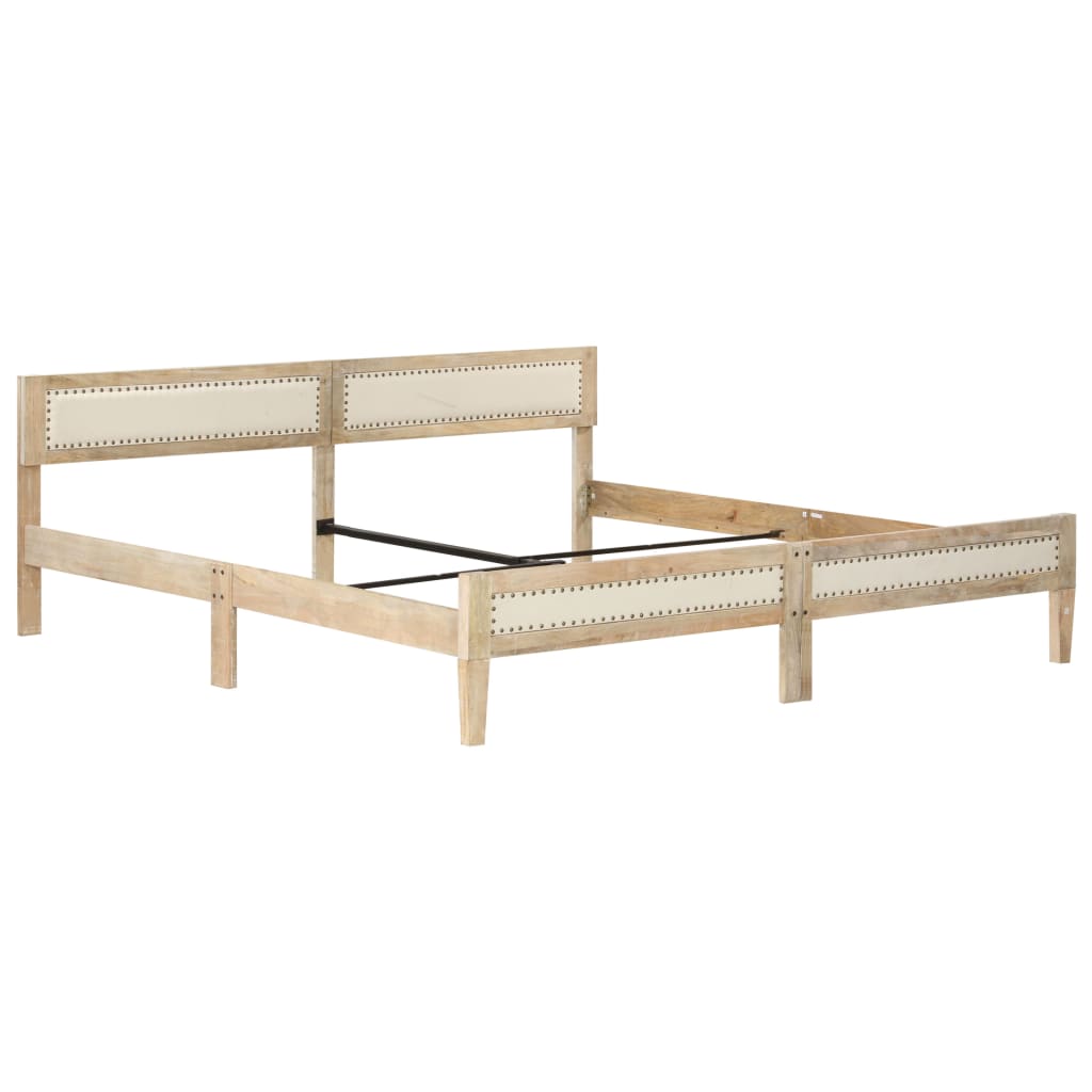 Bed Frame | Natural wood | Solid mango wood, cotton | Double | Hardwood