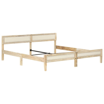 Bed Frame | Natural wood | Solid mango wood, cotton | Double | Hardwood