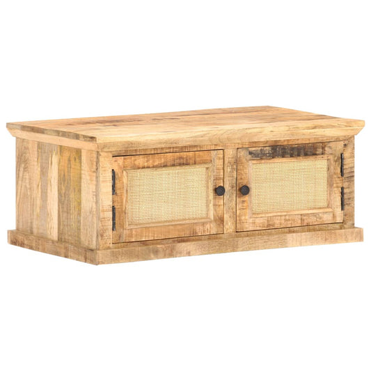 Coffee Table | Natural Wood | Solid Mango Wood and Natural Cane