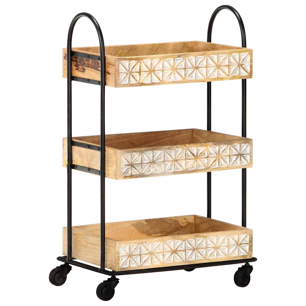 289093 vidaXL 3-Tier Kitchen Trolley 46x30x76 cm Solid Mango Wood
