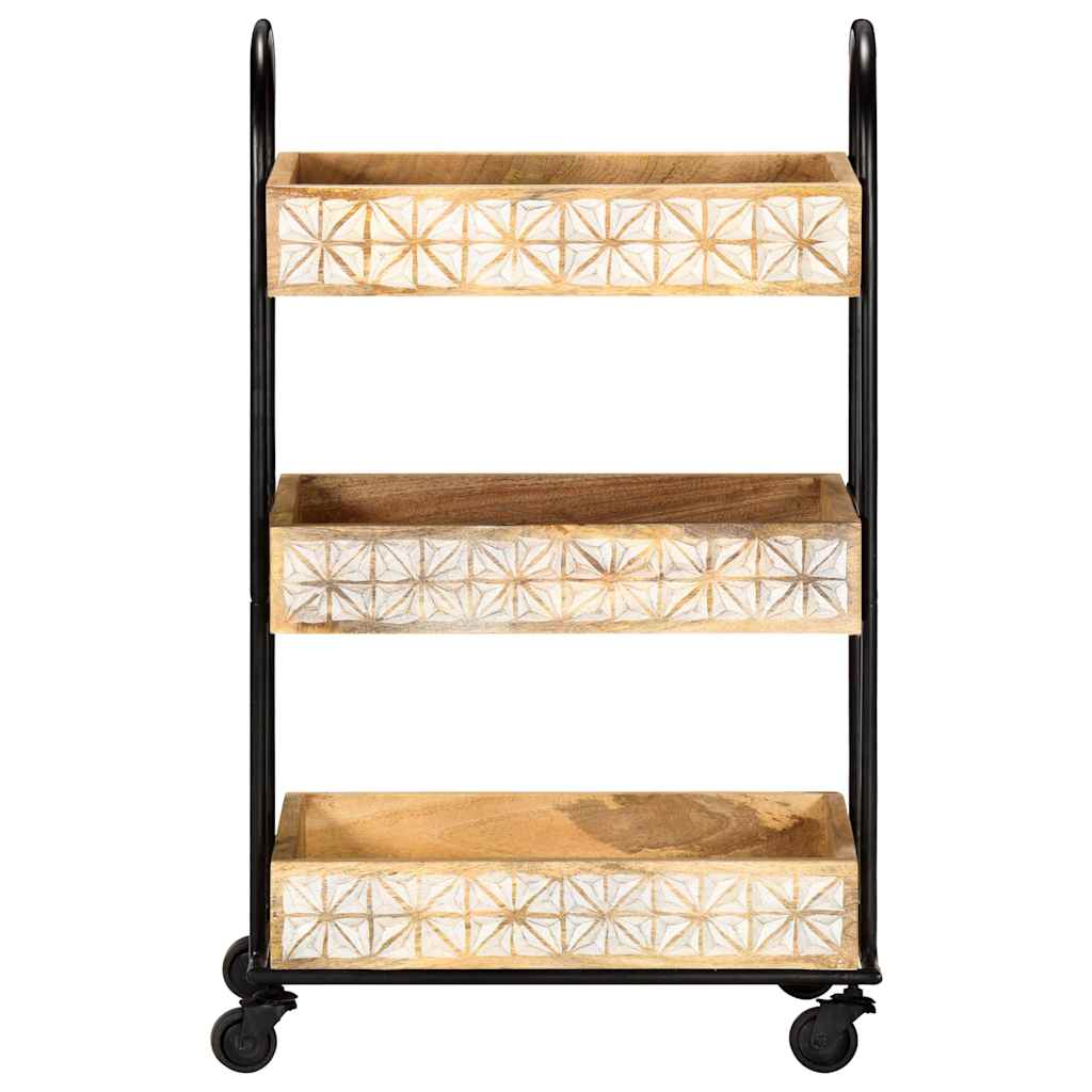 289093 vidaXL 3-Tier Kitchen Trolley 46x30x76 cm Solid Mango Wood