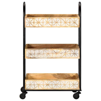289093 vidaXL 3-Tier Kitchen Trolley 46x30x76 cm Solid Mango Wood