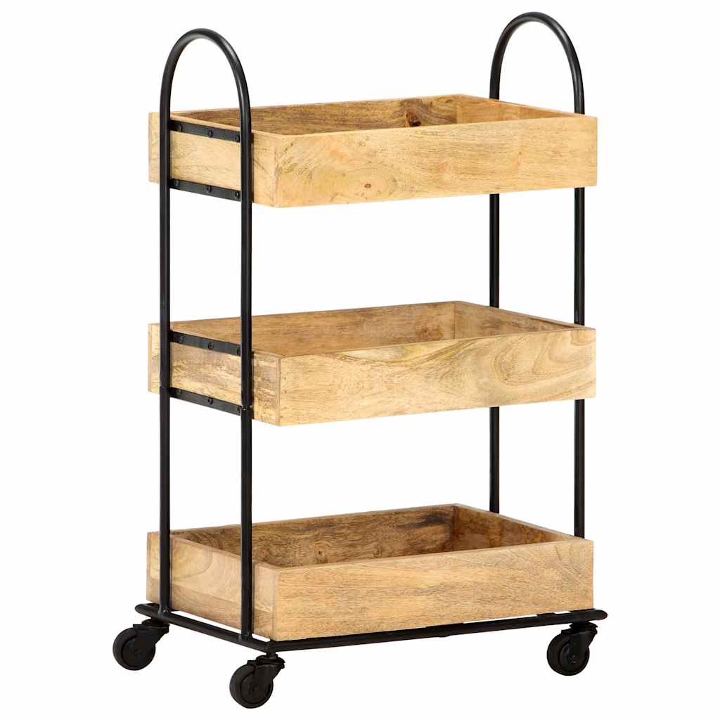 289093 vidaXL 3-Tier Kitchen Trolley 46x30x76 cm Solid Mango Wood