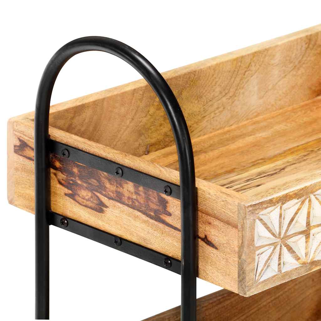 289093 vidaXL 3-Tier Kitchen Trolley 46x30x76 cm Solid Mango Wood