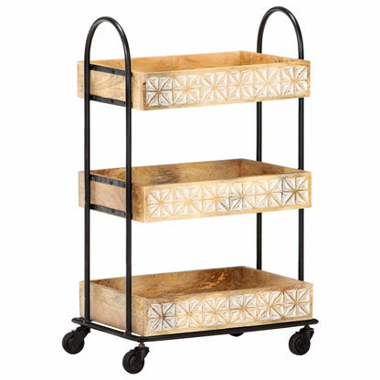 289093 vidaXL 3-Tier Kitchen Trolley 46x30x76 cm Solid Mango Wood