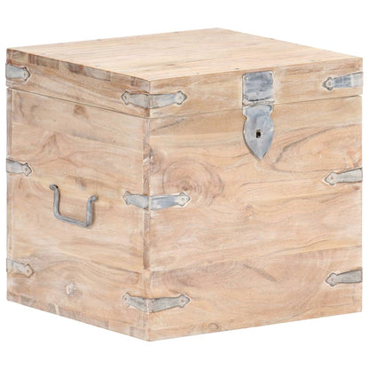 Chest | White | Solid Acacia wood, Iron | 40x40x40 cm | Storage Chest